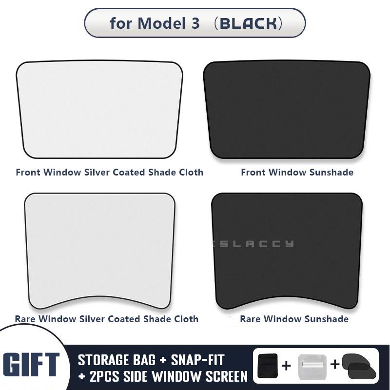 For Tesla Model 3 Y Sunroof Sunshade Front Rear Windshield skylight Blind Shading Net Sun Shades Glass Roof Sunshade with Buckle