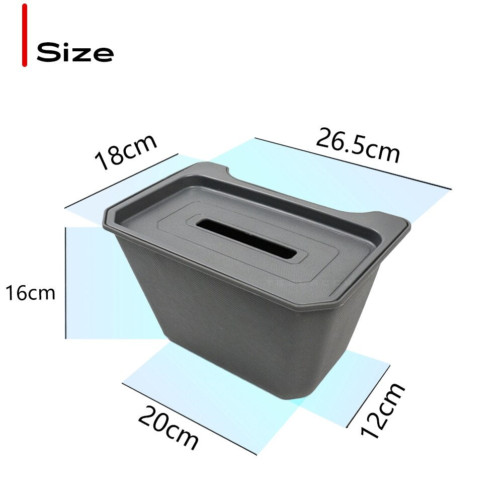 For Tesla Model Y Rear Storage Box Trash Can TPE Waterproof Under the Car Seat Soft Silica Gel Decoration Interior Accessories