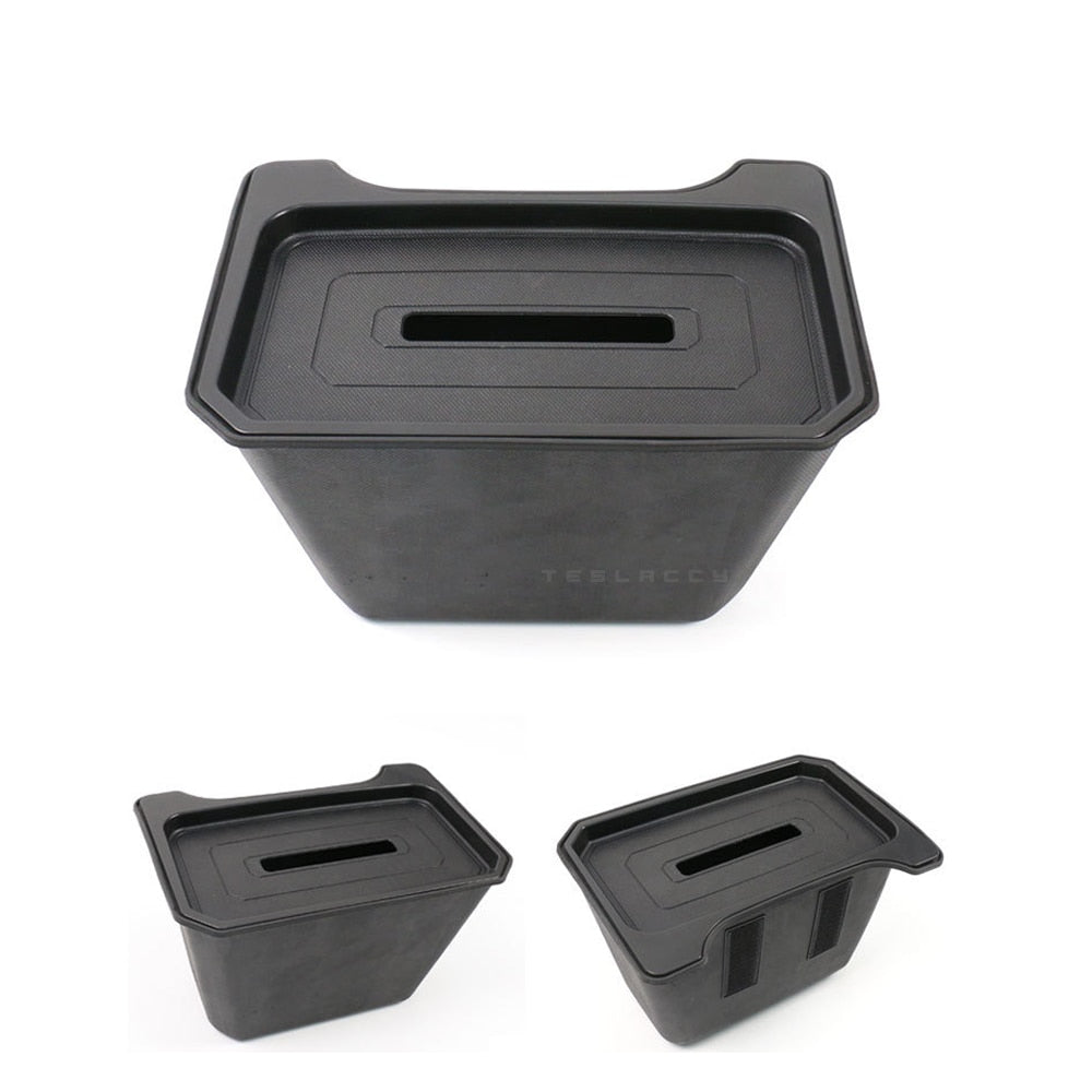 For Tesla Model Y Rear Storage Box Trash Can TPE Waterproof Under the Car Seat Soft Silica Gel Decoration Interior Accessories