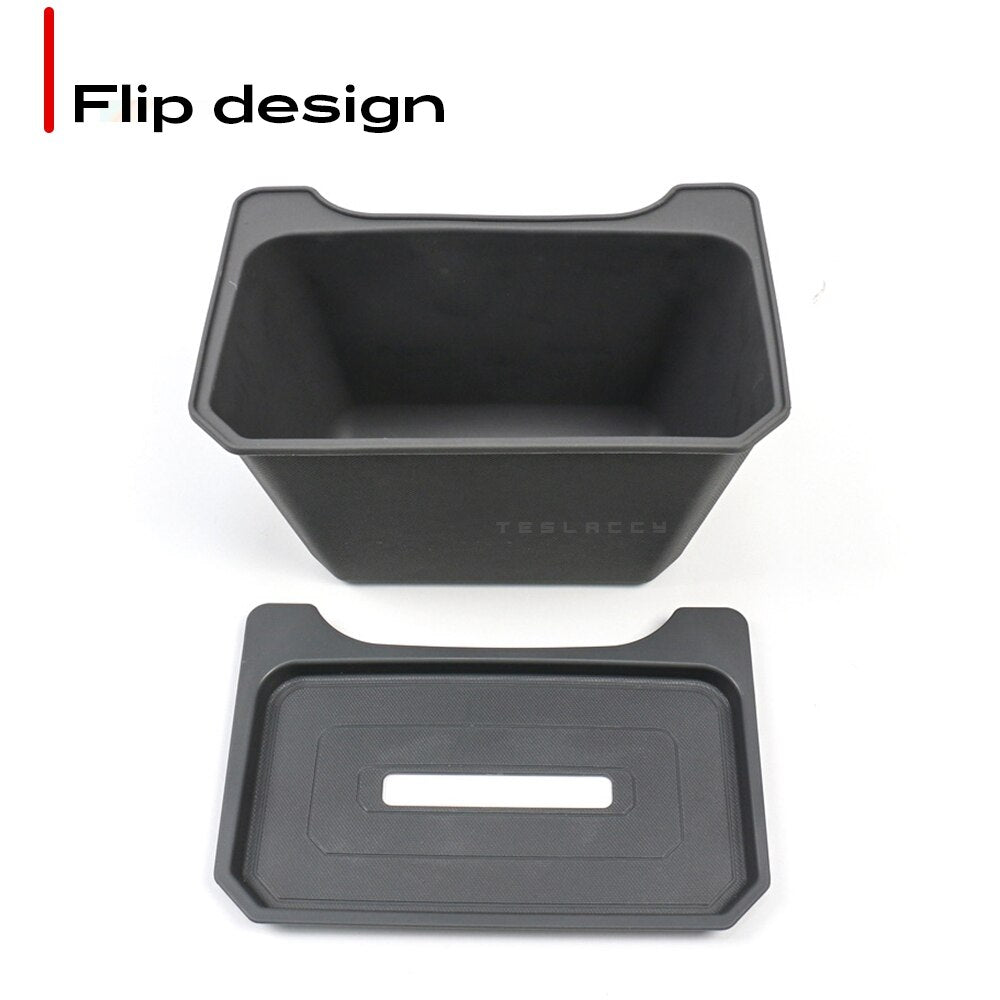 For Tesla Model Y Rear Storage Box Trash Can TPE Waterproof Under the Car Seat Soft Silica Gel Decoration Interior Accessories