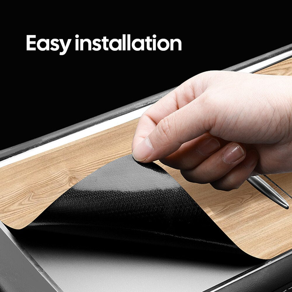 For Tesla Model 3 Y 2021 2022 2023 Car Center Console Panel Sticker Wood Grain Film Carbon Central Control Cover Interior