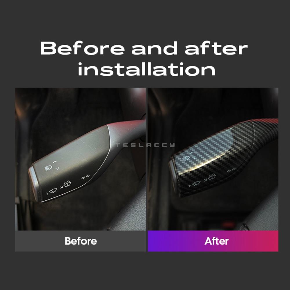 for Tesla Model 3 Y Gear Shift Lever Cover Interior Remodel Patch Steering Wheel Protection Car Wiper ABS Car Column Carbon