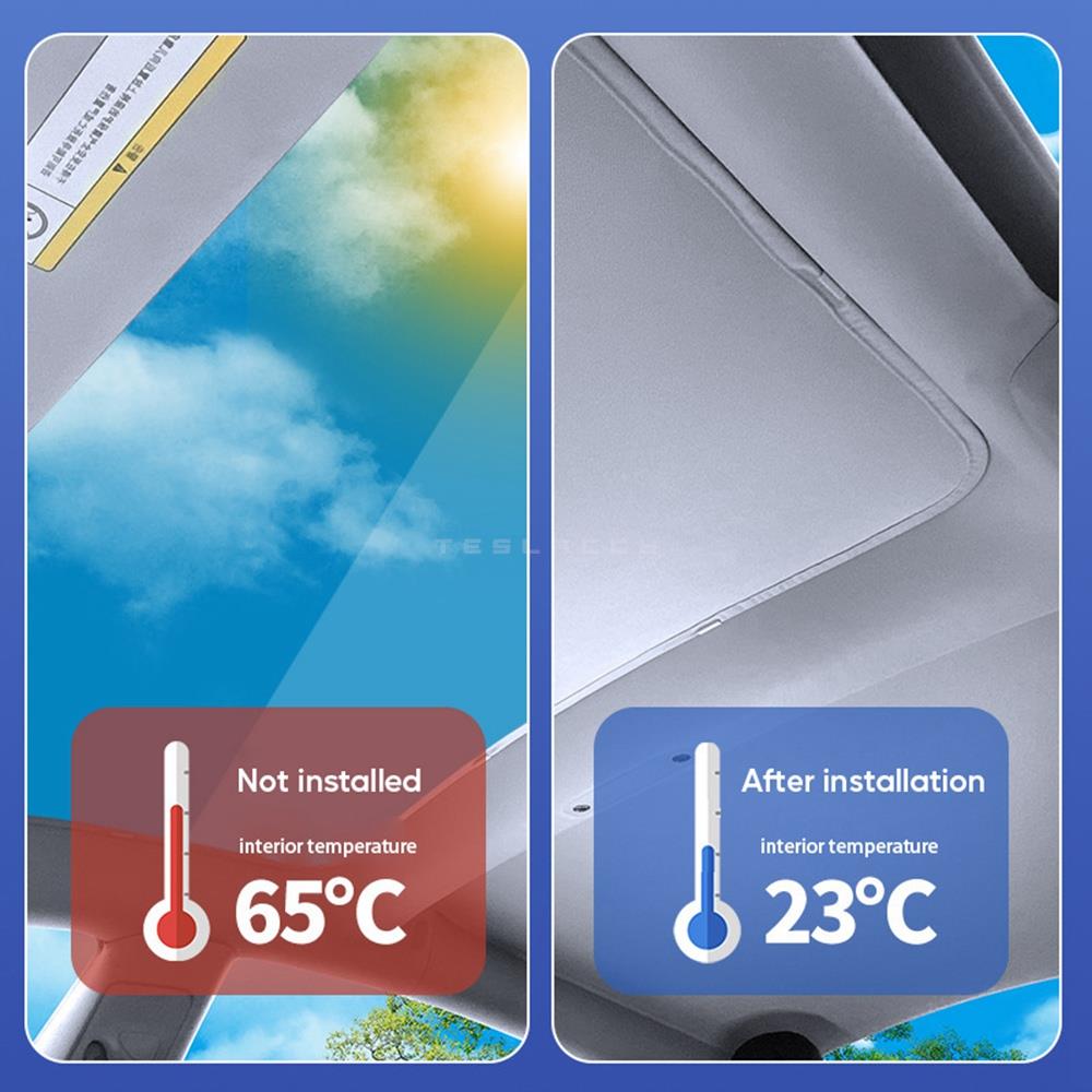 For Tesla Model 3 Y Sunroof Sunshade Front Rear Windshield skylight Blind Shading Net Sun Shades Glass Roof Sunshade with Buckle