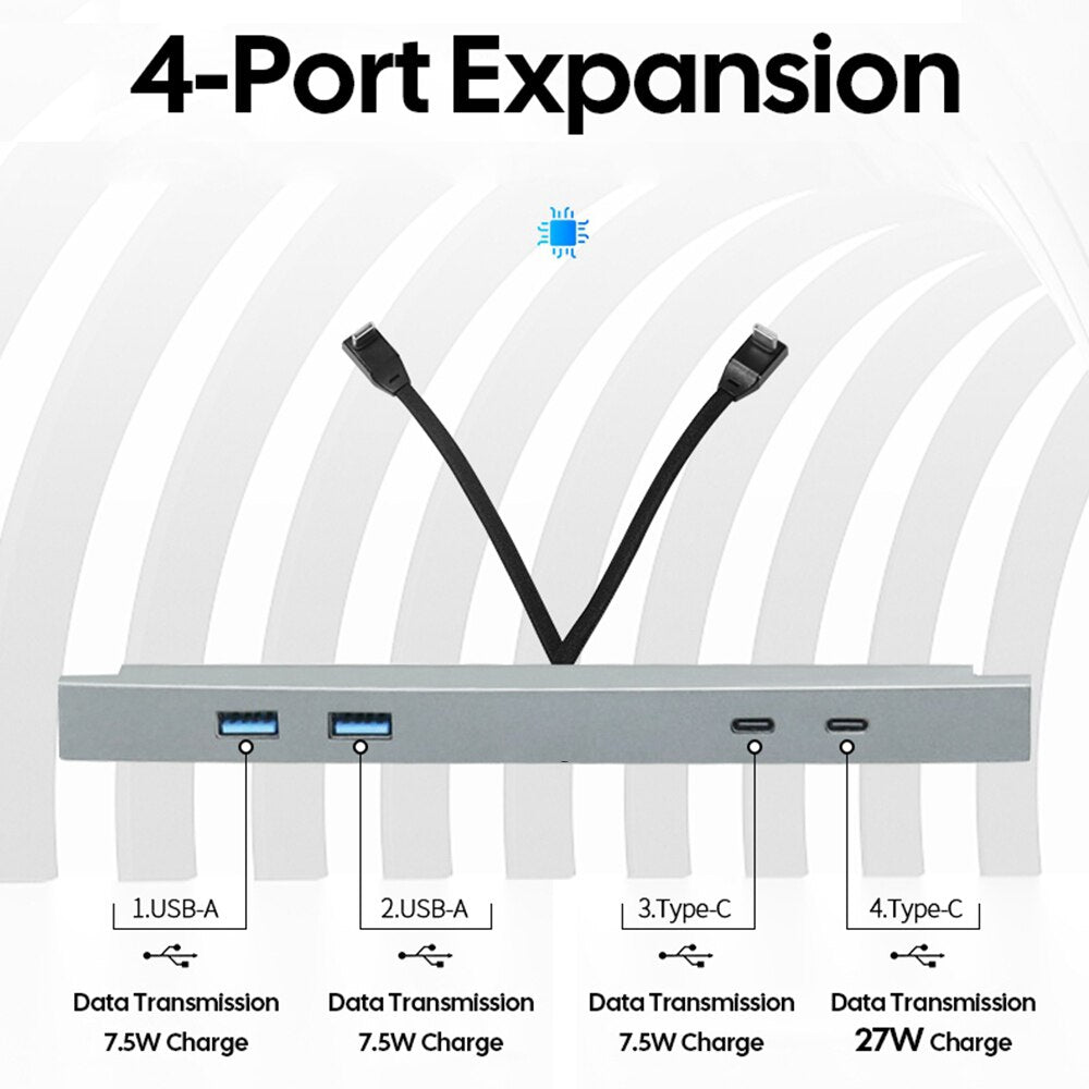 For Tesla Model 3 Y 2021 2022 Intelligent Docking Station 27W Type C Quick Charger USB Shunt Hub Splitter Exten Converter